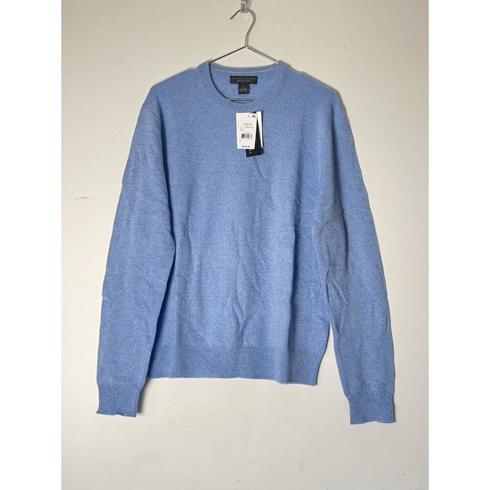 New Bloomingdale Sweater Mens Large Pullover Cashmere Light Blue L NWT $228